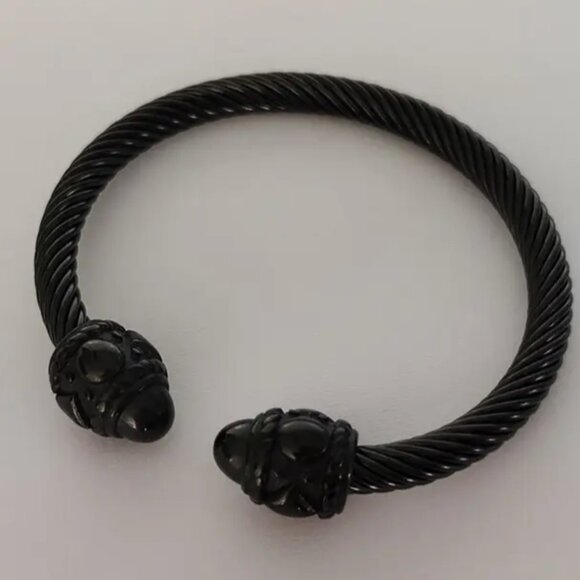 Women’s Stainless Steel Open Cuff Bangle Bracelet - Picture 4 of 11